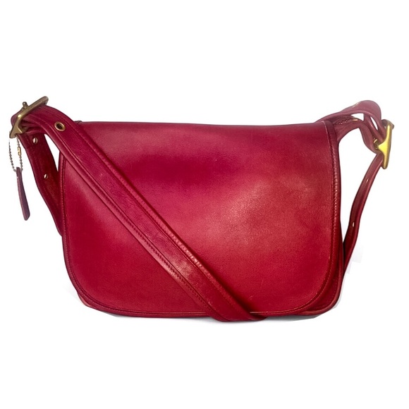 COACH PATRICIA SCHNEIDER'S Red Glove Tanned Crossbody Shoulder Bag VTG 9951 COA - Picture 1 of 17